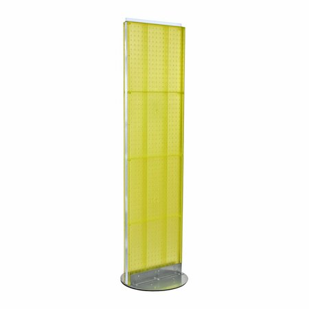 AZAR DISPLAYS Two-Sided Pegboard Floor Display on Revolving Base. Spinner Rack Stand. 700250-YEL